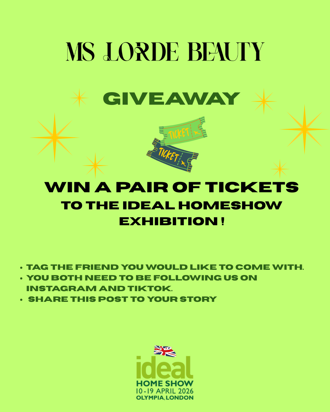 MS Lorde Beauty Giveaway – Win tickets to the Ideal Home Show Exhibition